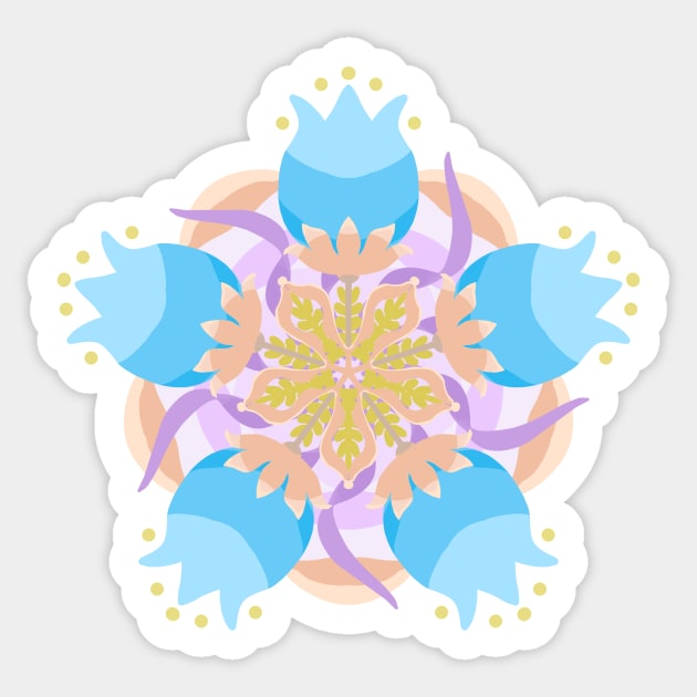 Bluebell Mandala Purple Sticker by Amalus-files